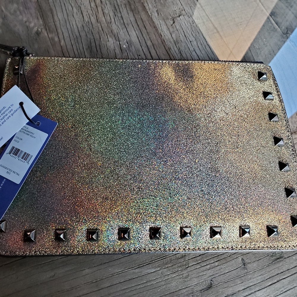 Rebecca Minkoff Gold holographic evening bag